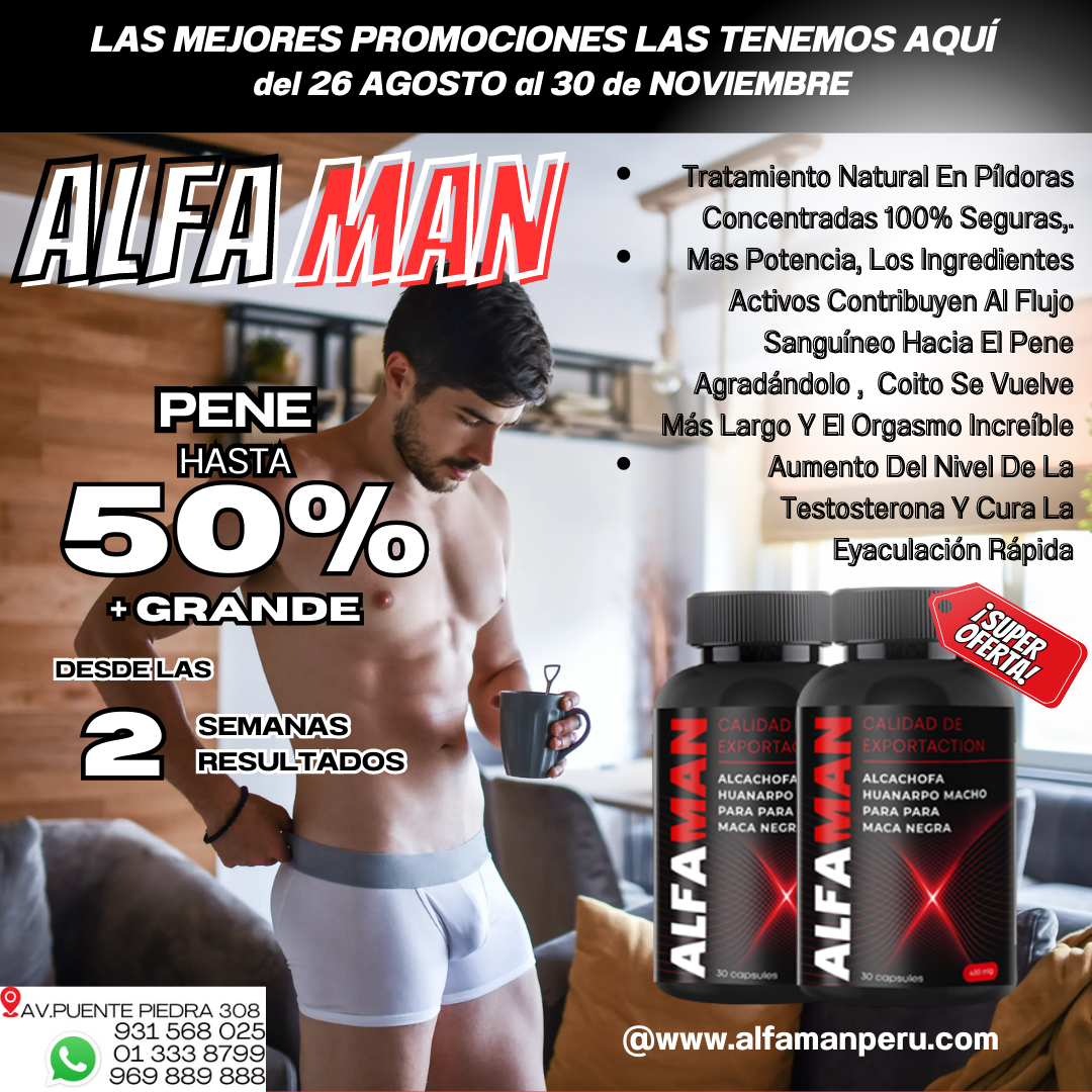 ALFAMAN PILDORAS PENE GRANDE POTENCIA TESTOSTERONA RETARDANTE SEXSHOP